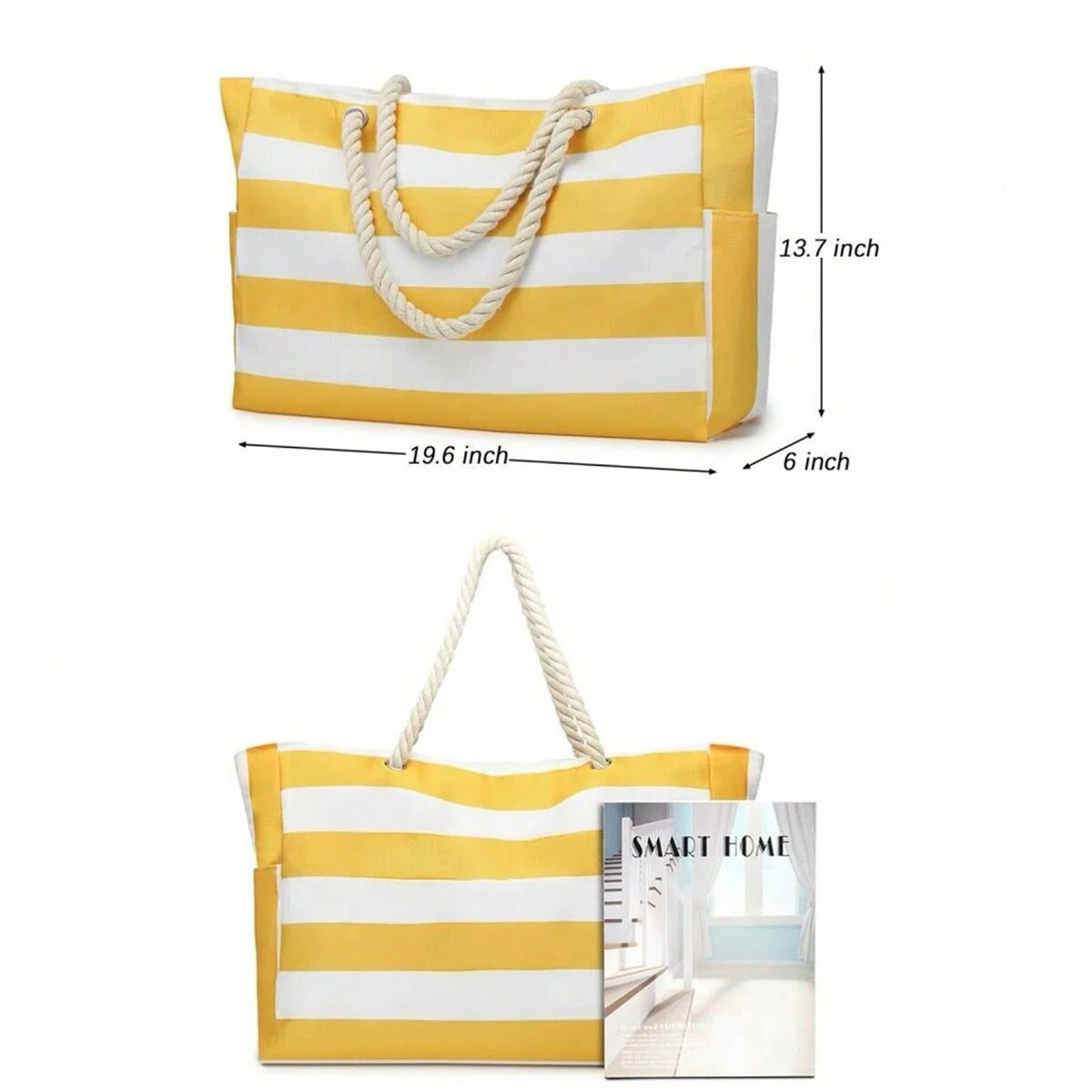 Striped Canvas Summer Beach Bag